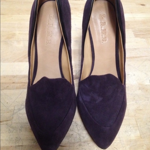 🌟HP🌟L.A.M.B.Gwen Stefani Dice Heels Plum Suede 8 - Picture 2 of 8